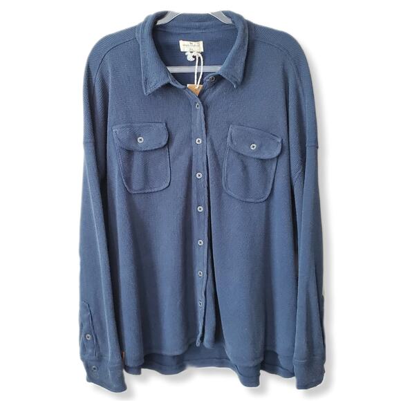 Women Heavy Thermal Waffle Gray Over Shirt 2X 3X Cozy Oversize Fall Autumn NEW - Picture 1 of 10
